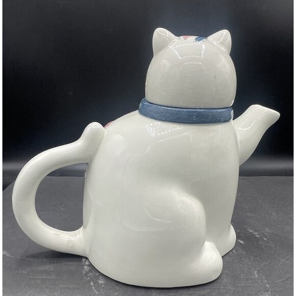 Vintage 1993 Susan Winget Cat Patches Tea Pot  2530 Kitchy Country Cottage Core - Picture 2 of 7